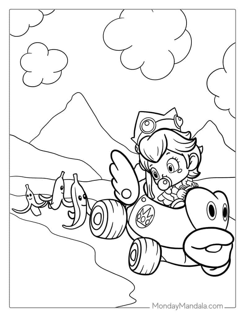 Princess peach coloring pages free pdf printables