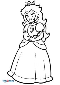 Printable princess peach coloring pages for kids