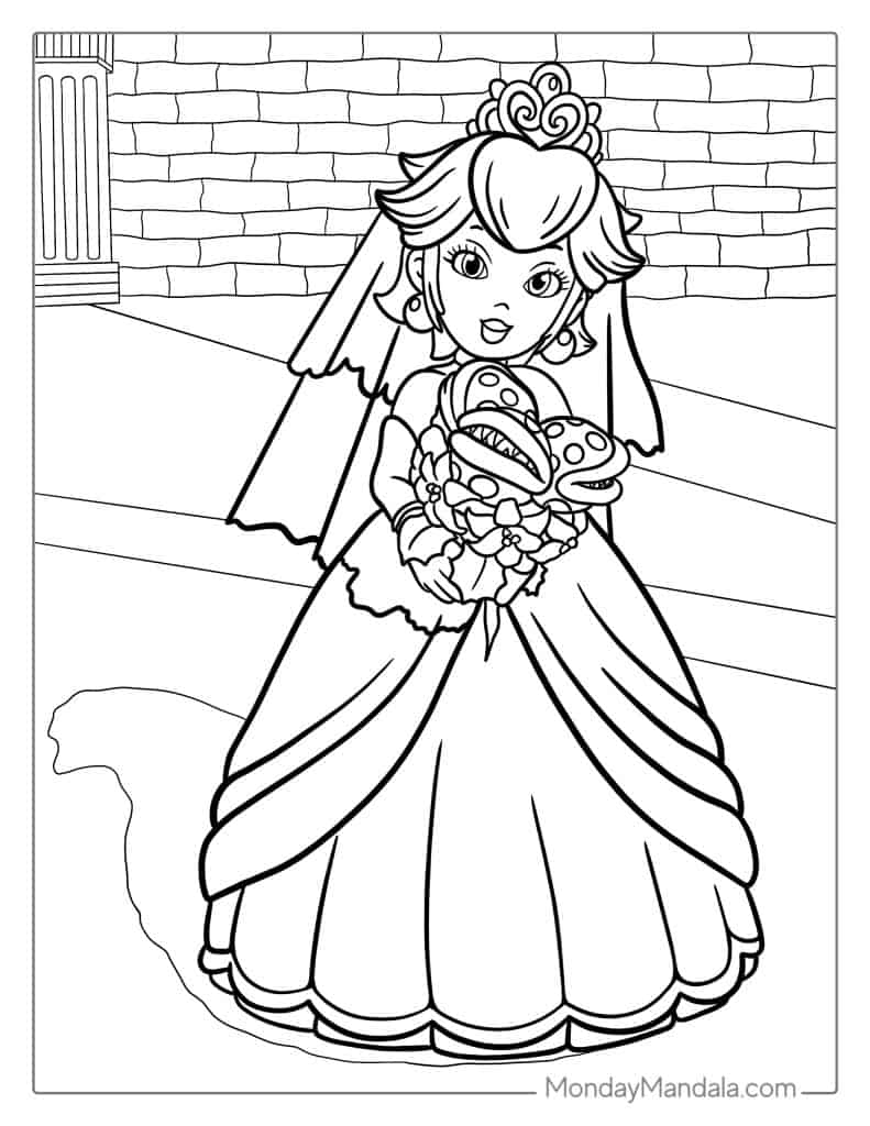 Princess peach coloring pages free pdf printables