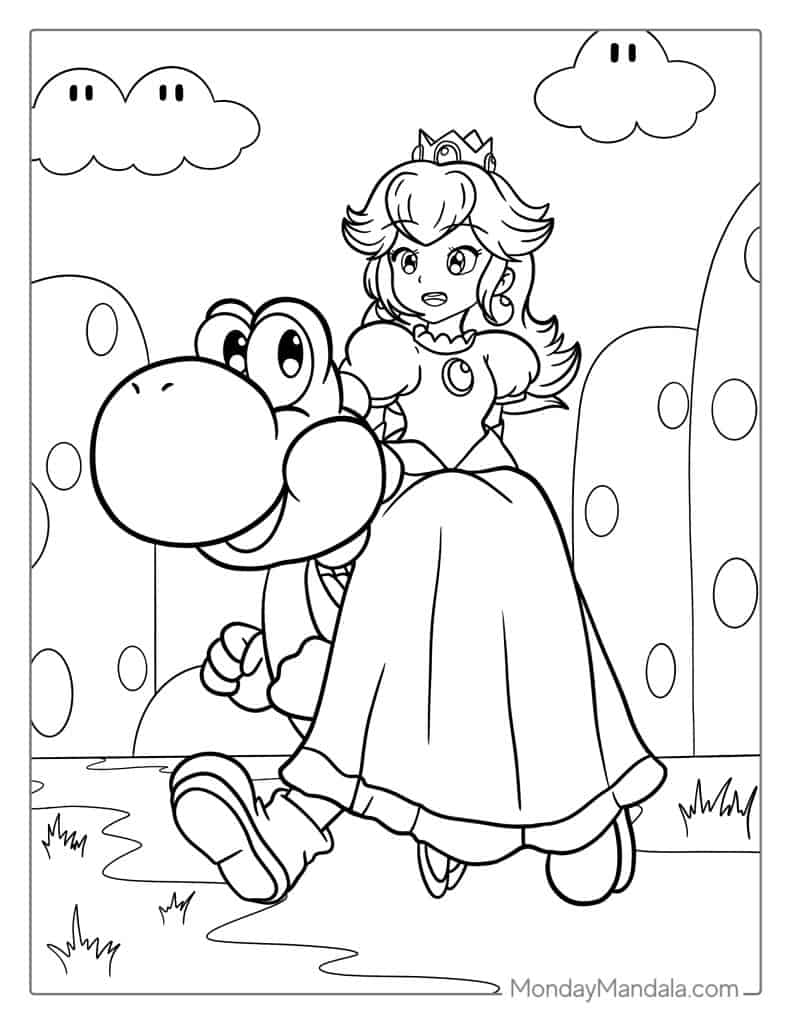 Princess peach coloring pages free pdf printables