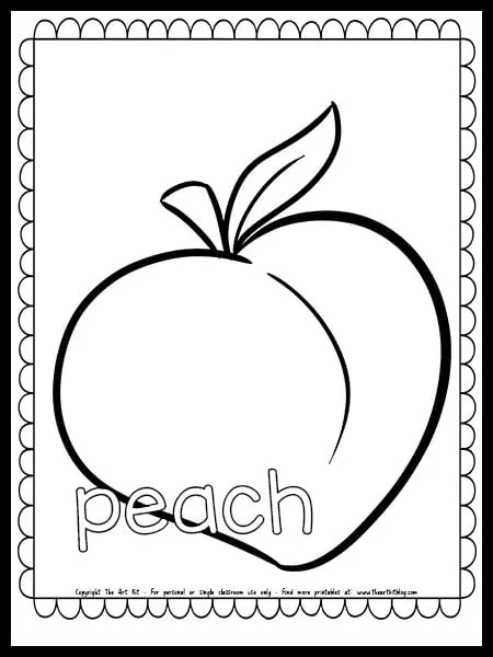 Peach coloring page free printable â the art kit