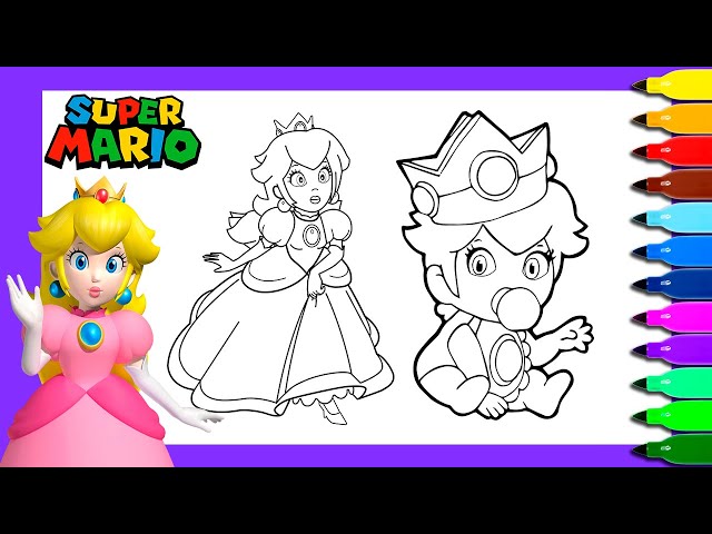 Princess peach coloring pages coloring princess peach and baby peach