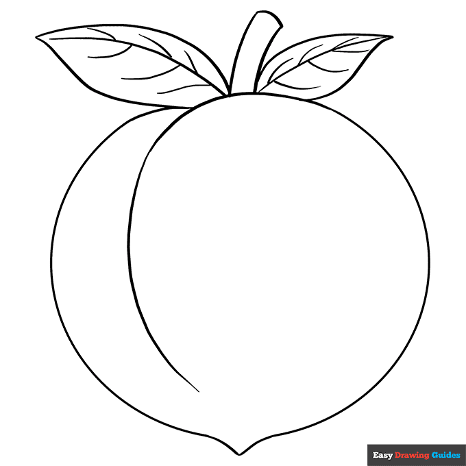 Peach coloring page easy drawing guides