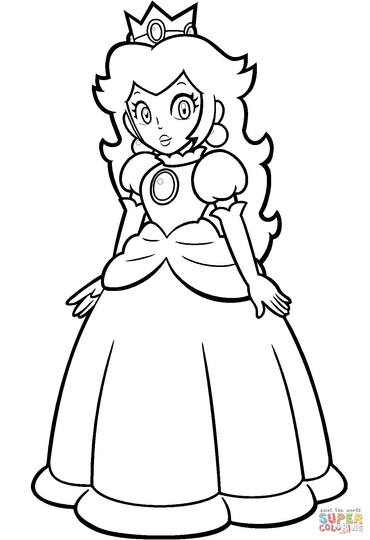 Mario princess peach coloring page free printable coloring pages