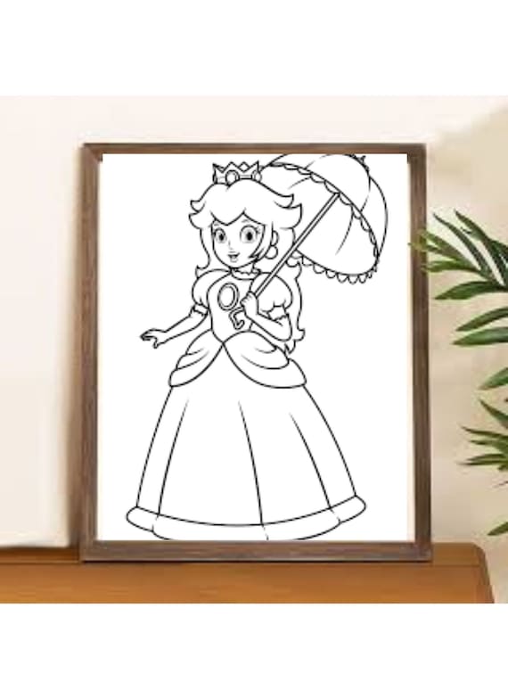 Princess peach digital download coloring page super mario bros