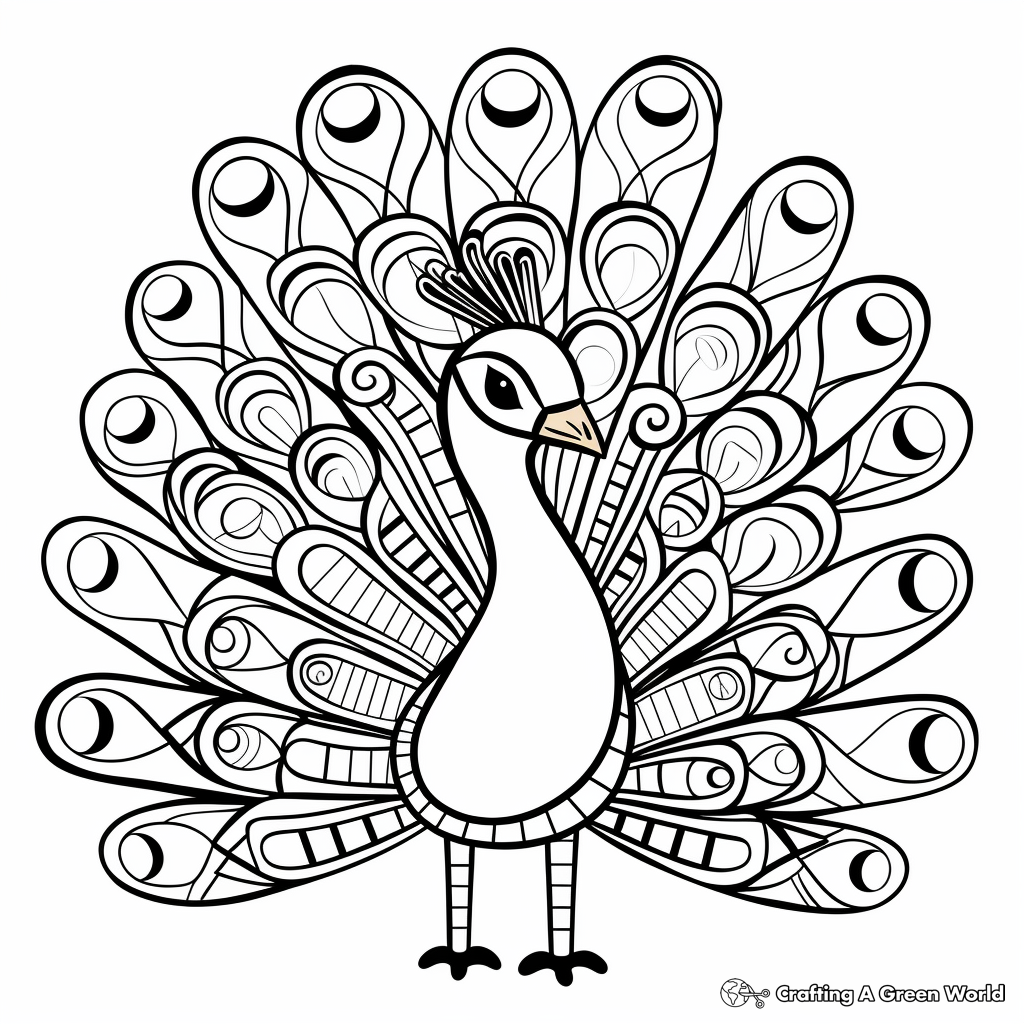 Abstract peacock coloring pages