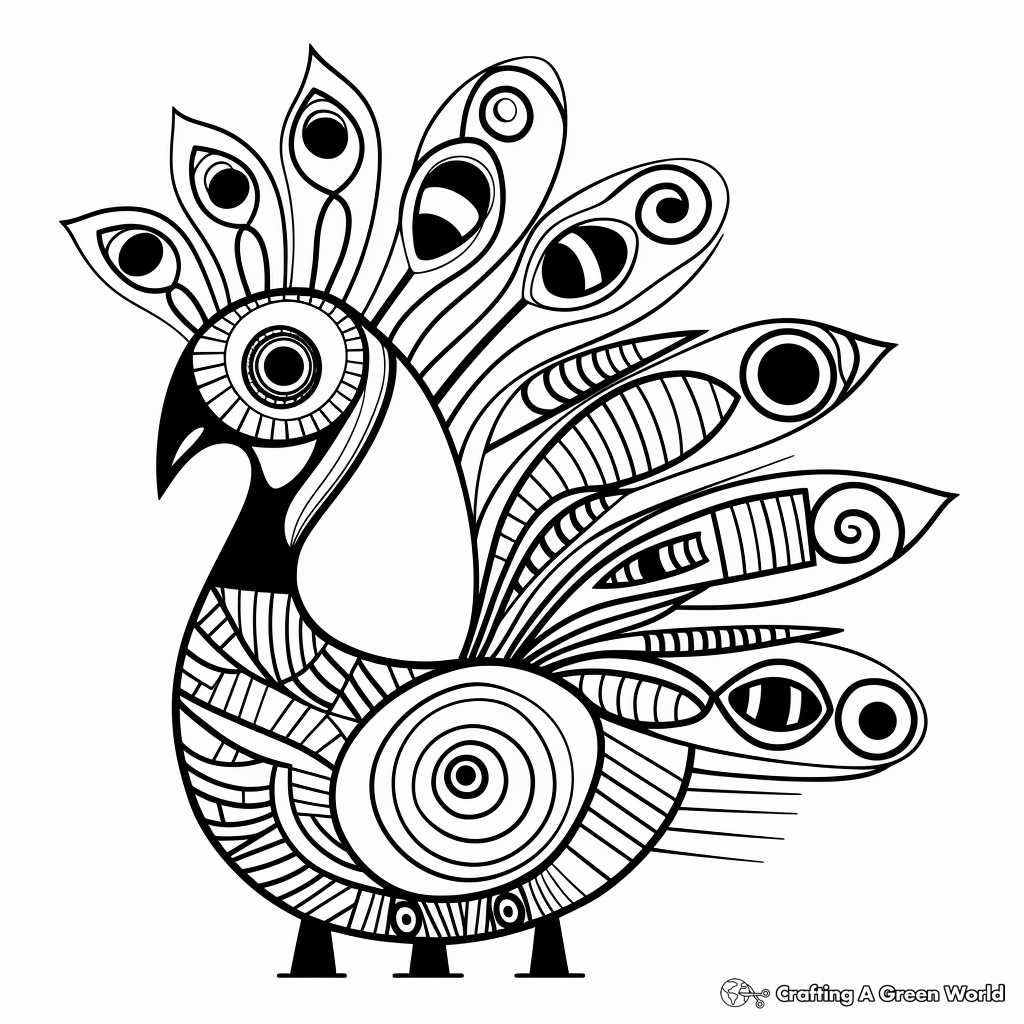 Abstract peacock coloring pages