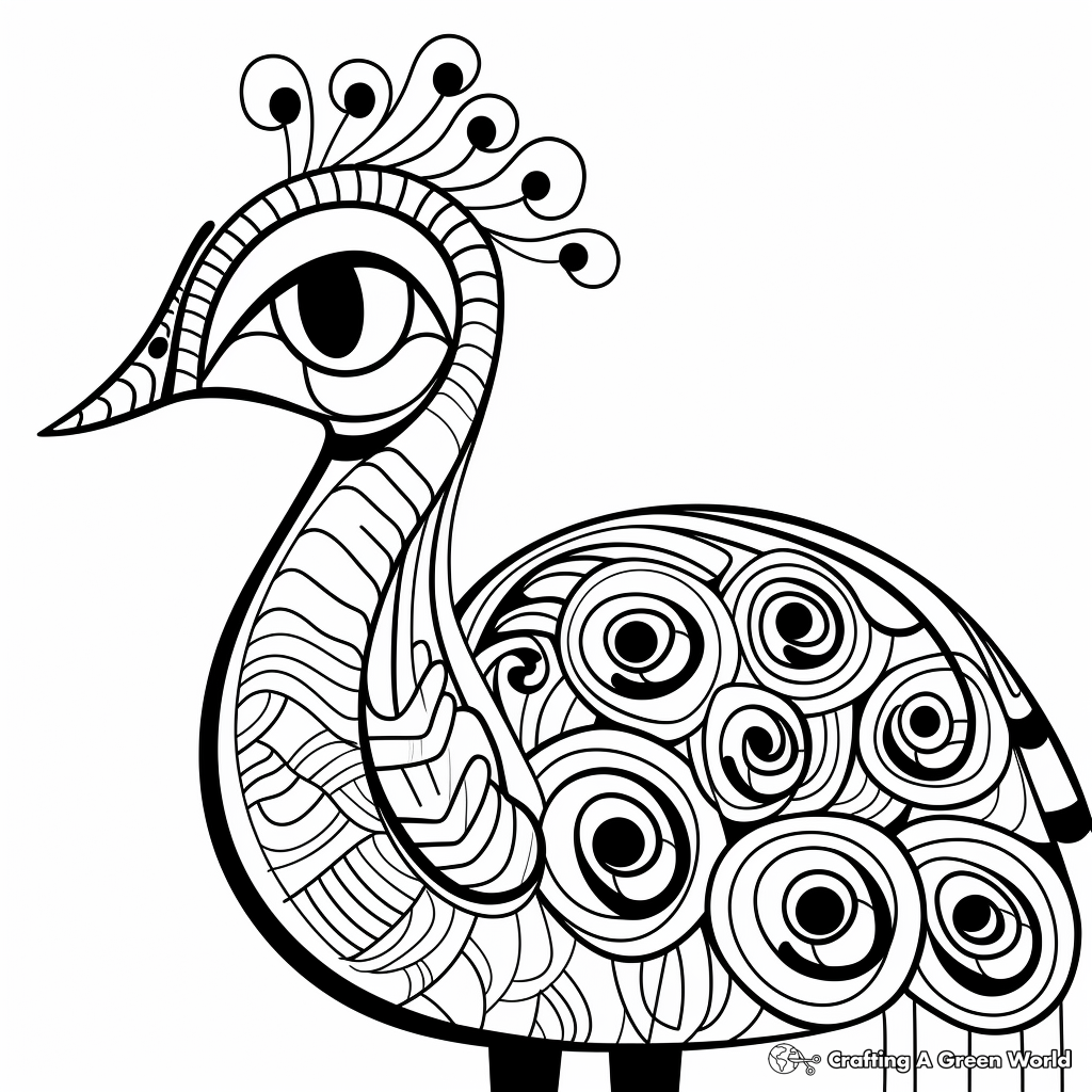 Abstract peacock coloring pages