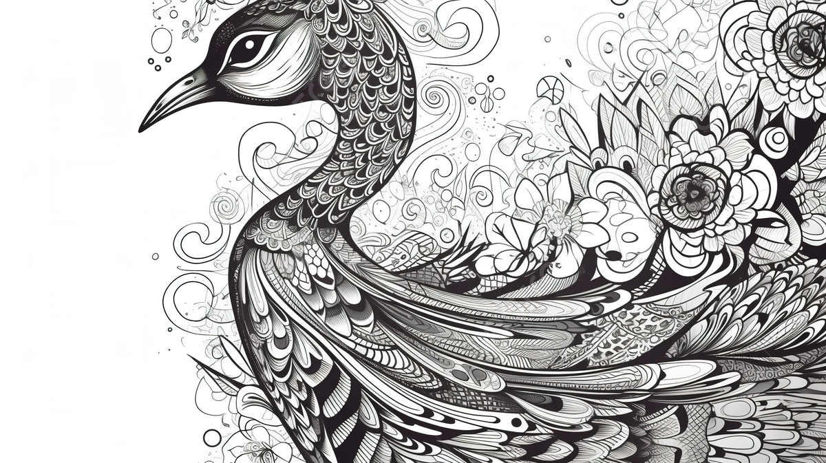 The peacock coloring page background peacock in black and white cool picture to color in background image and wallpaper for free download