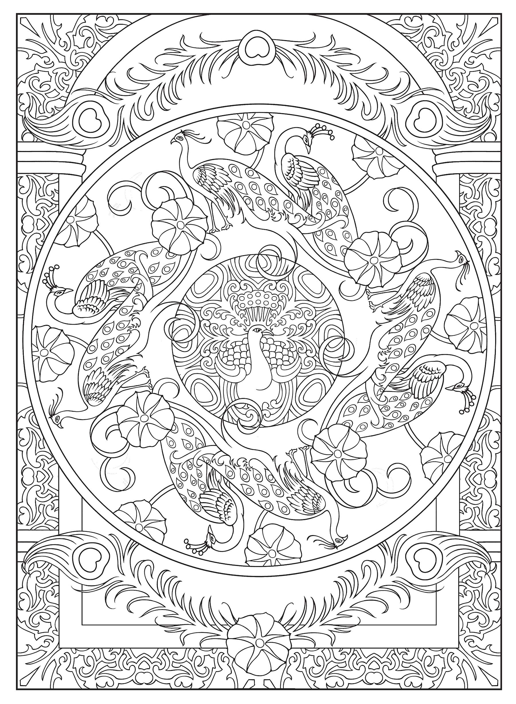 Creative haven peacock designs coloring book