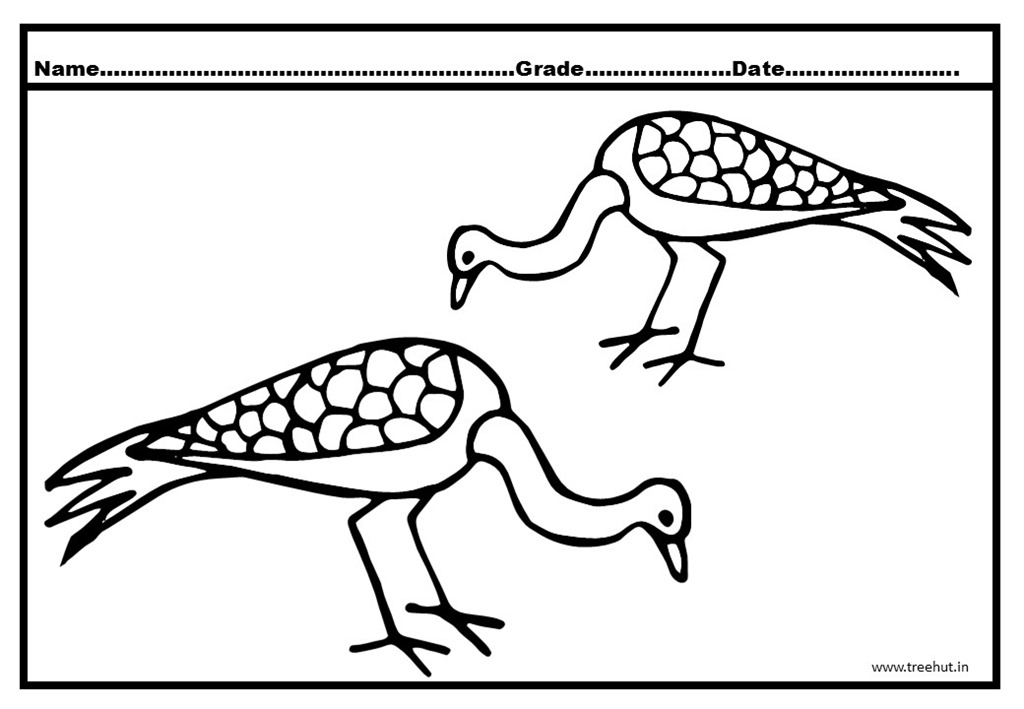 Peacock and peahen colorg pages