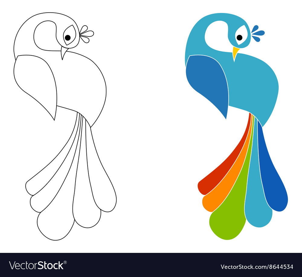 Peacock coloring page isolated royalty free vector image