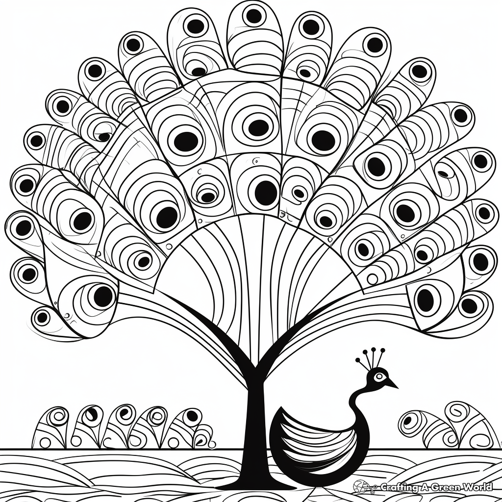 Abstract peacock coloring pages