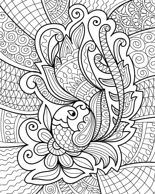 Premium vector decorative henna style peacock coloring book page