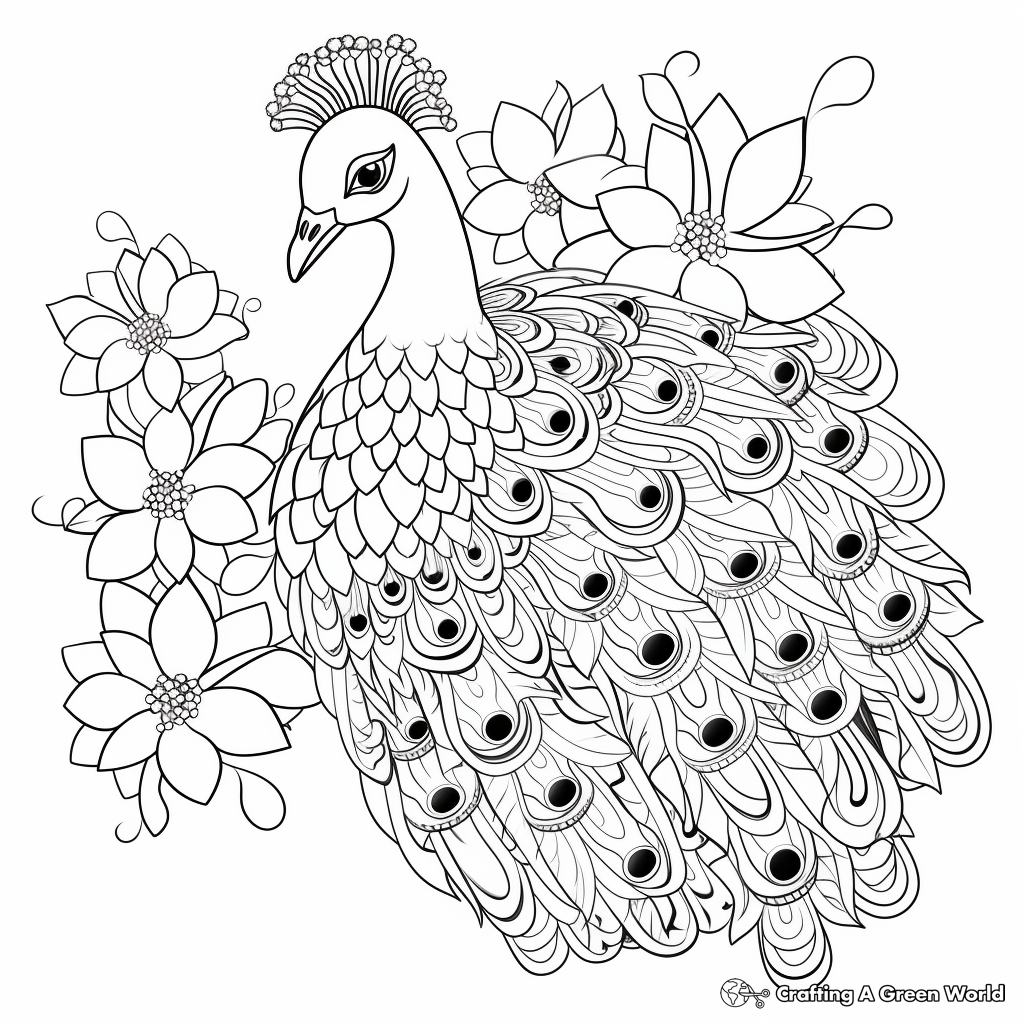 Peacock for adults coloring pages