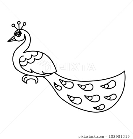 Peacock cartoon coloring page illustration