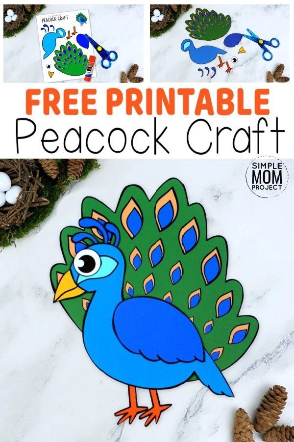 Free printable peacock craft with peacock template â simple mom project