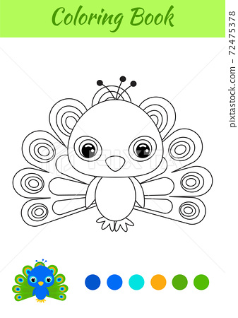 Coloring book little baby peacock coloring