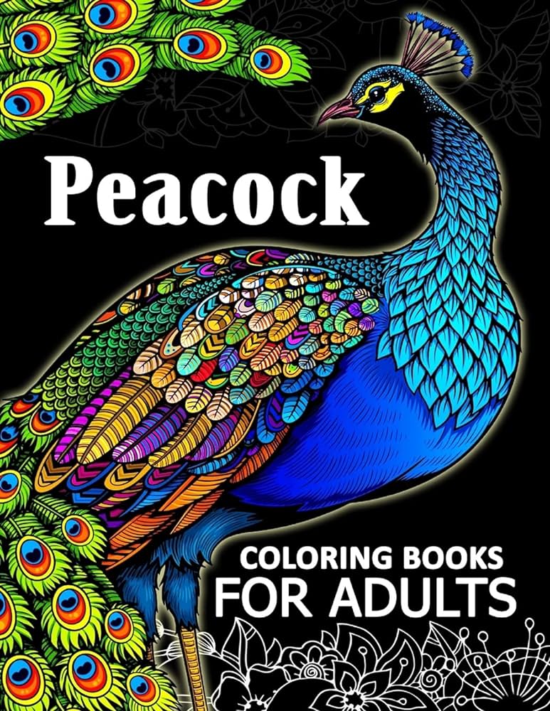 Peacock coloring books for adult adults coloring book tiny cactus publishing books