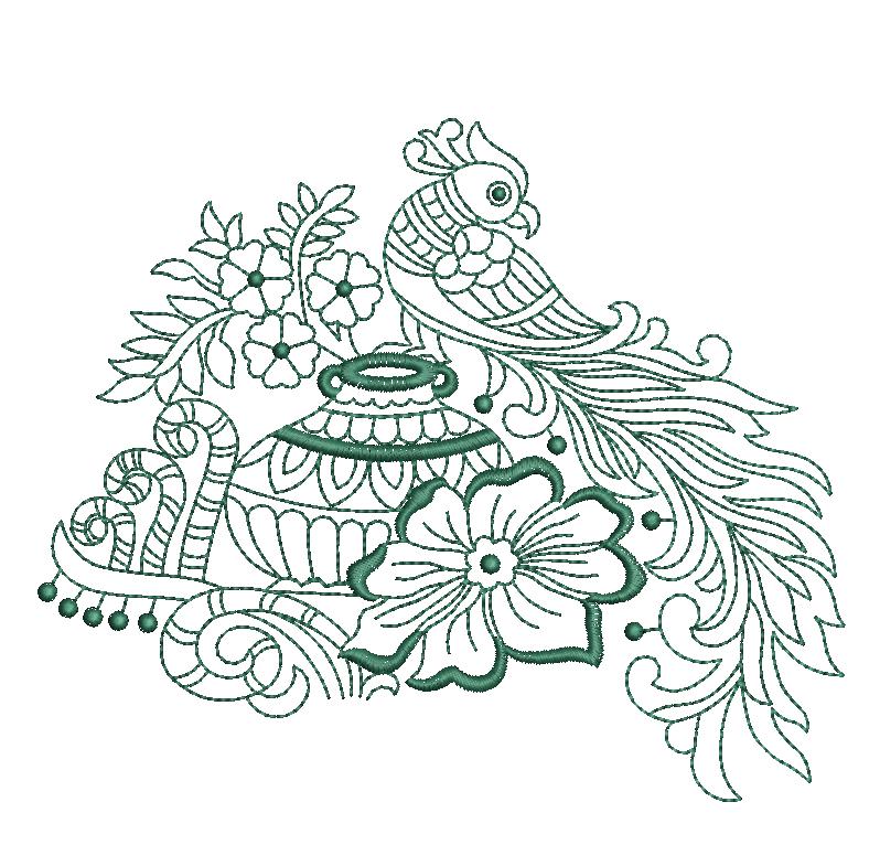 Peacock figure concept creative home dãcor embroidery design