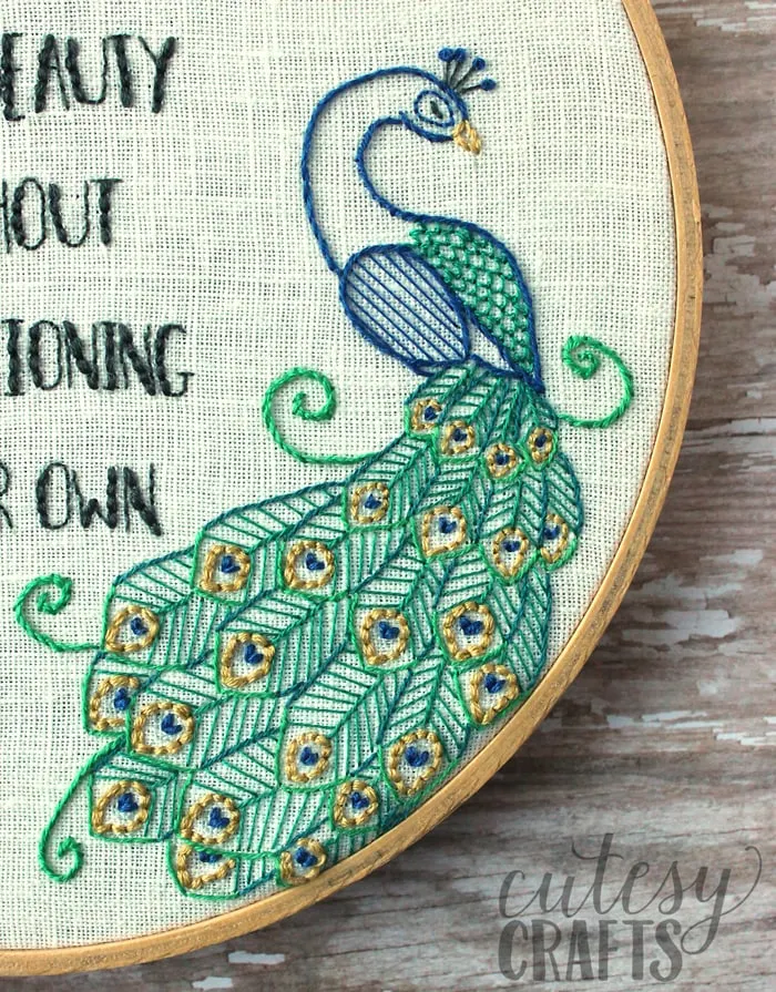 Flamingo and peacock embroidery pattern