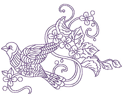 Embroidery design paisley bird a w x h