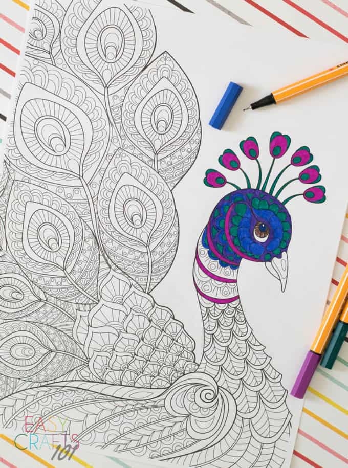 Free adult coloring page peacock