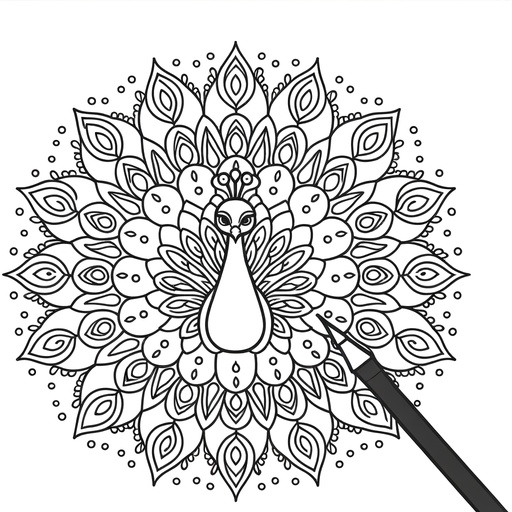 Mandala peacock coloring page