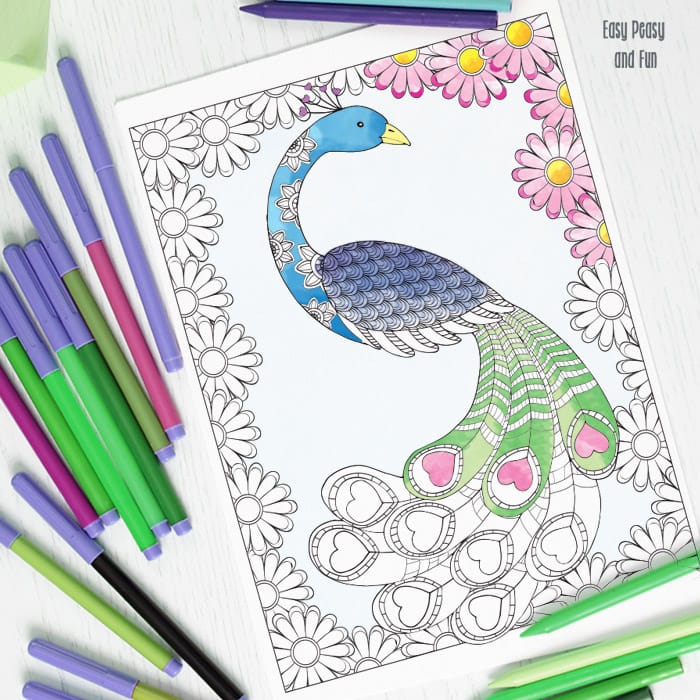 Love peacock coloring page