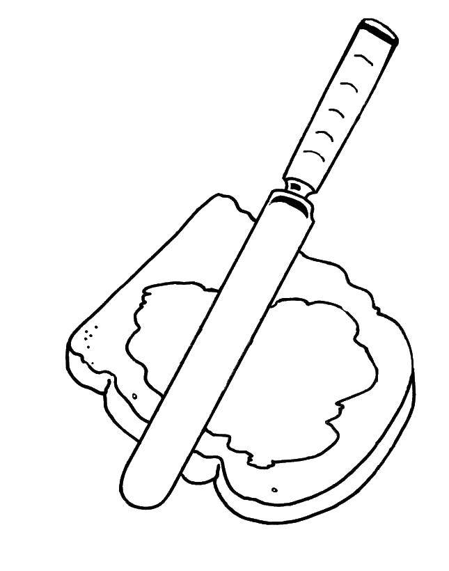 Online coloring pages coloring page toast with jam food download print coloring page