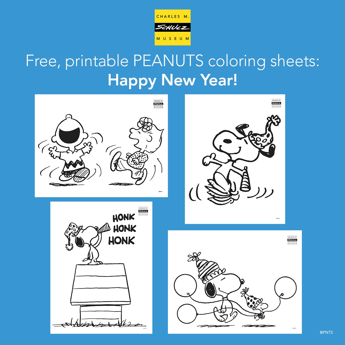 Charles m schulz museum on x ððð look forward to the new year and color in some free printable peanuts coloring pages ð download these designs and more at httpstcobwkqgpcpe