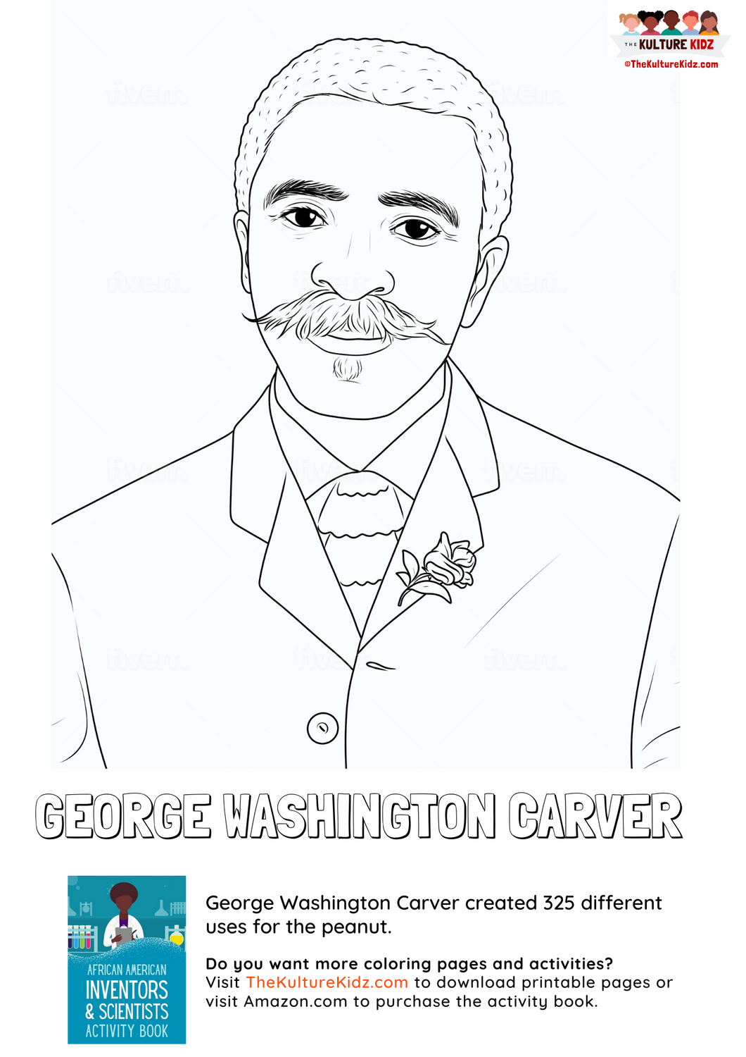 George washington carver coloring page â the kulture kidz