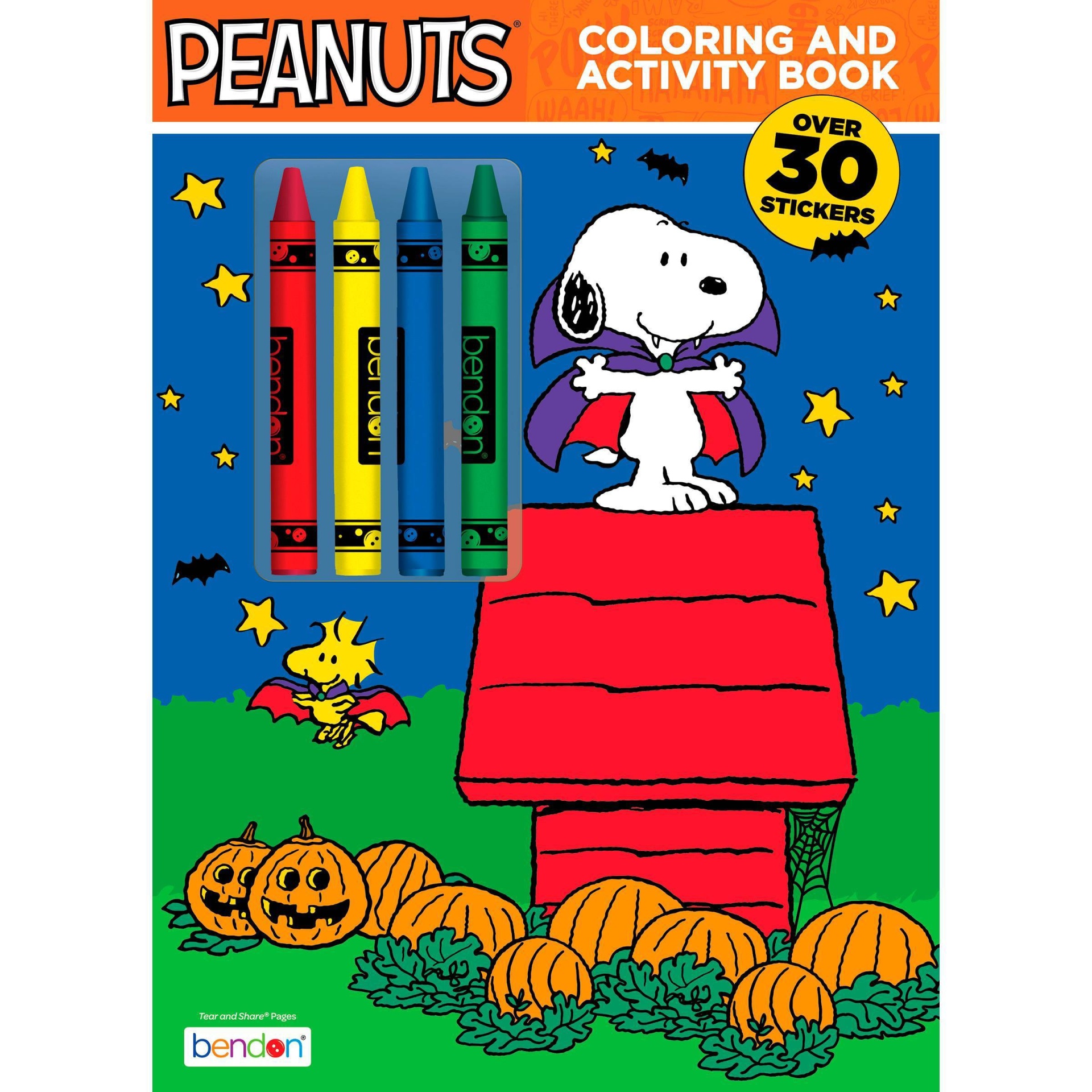 Bendon peanuts halloween coloring book with crayons ct