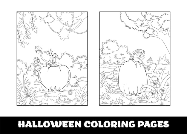 Premium vector halloween pumpkin coloring pages for kids pumpkin themed outlined for coloring page on white background