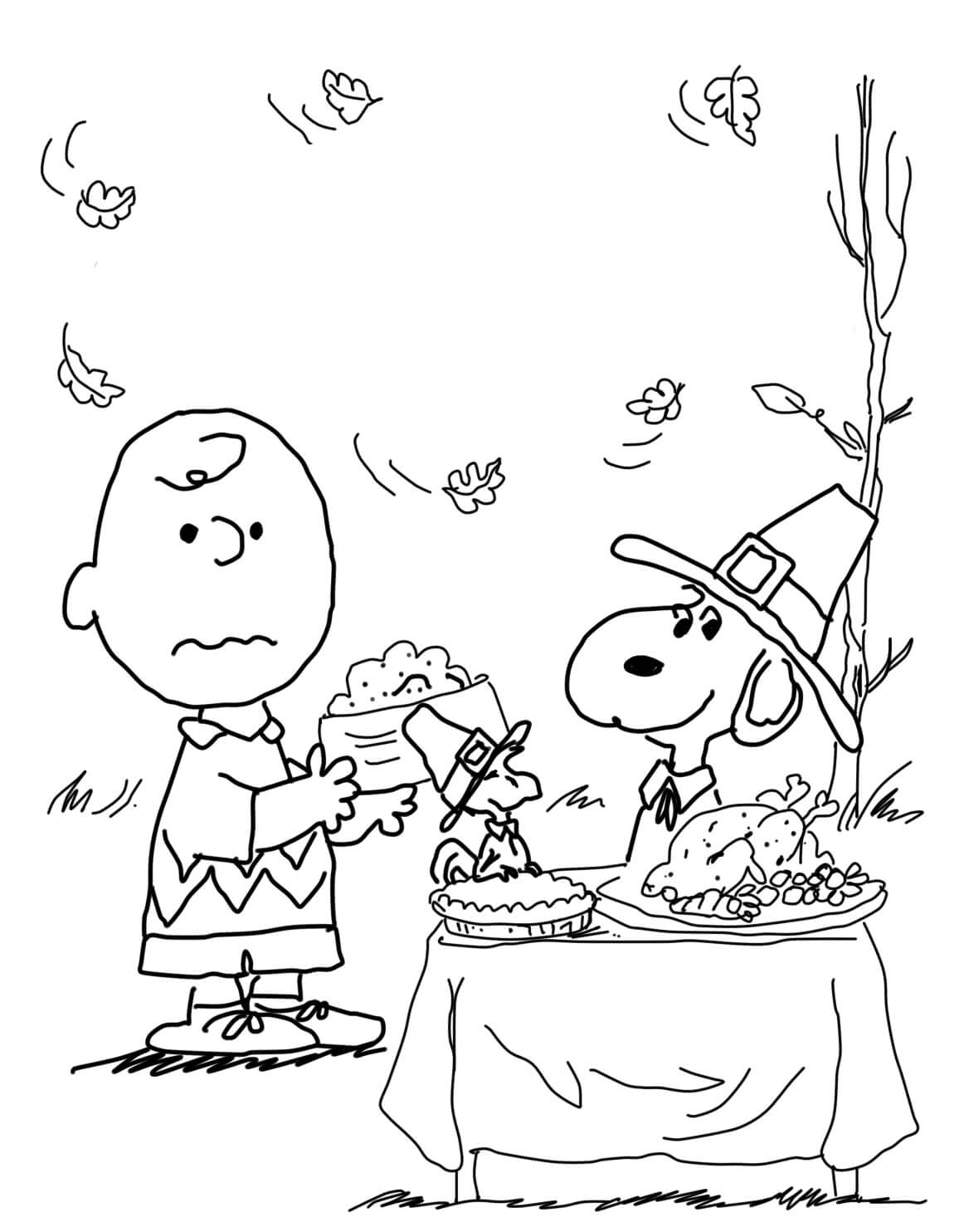 Charlie brown thanksgiving coloring page