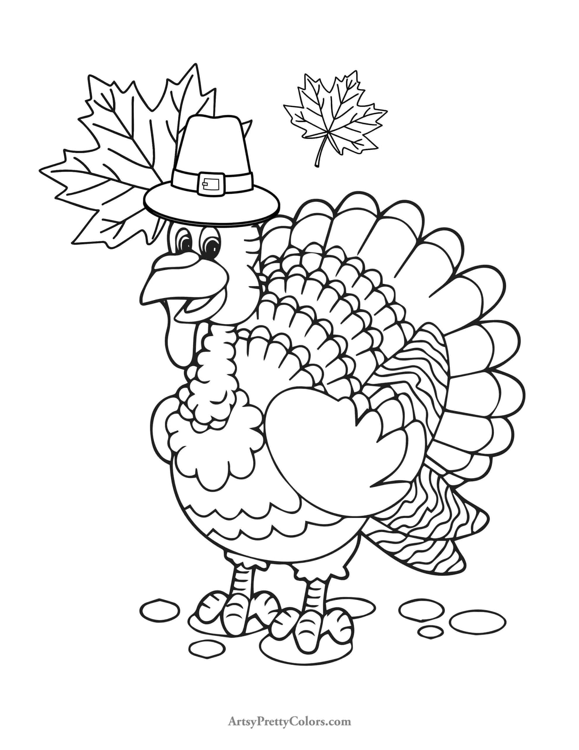 Adorable thanksgiving turkey coloring pages for free artsy pretty plants