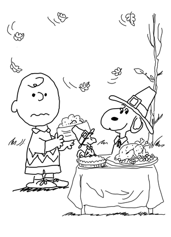 Charlie brown thanksgiving coloring page free printable coloring pages