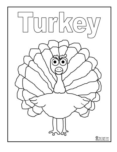 Turkey coloring page sing laugh learn