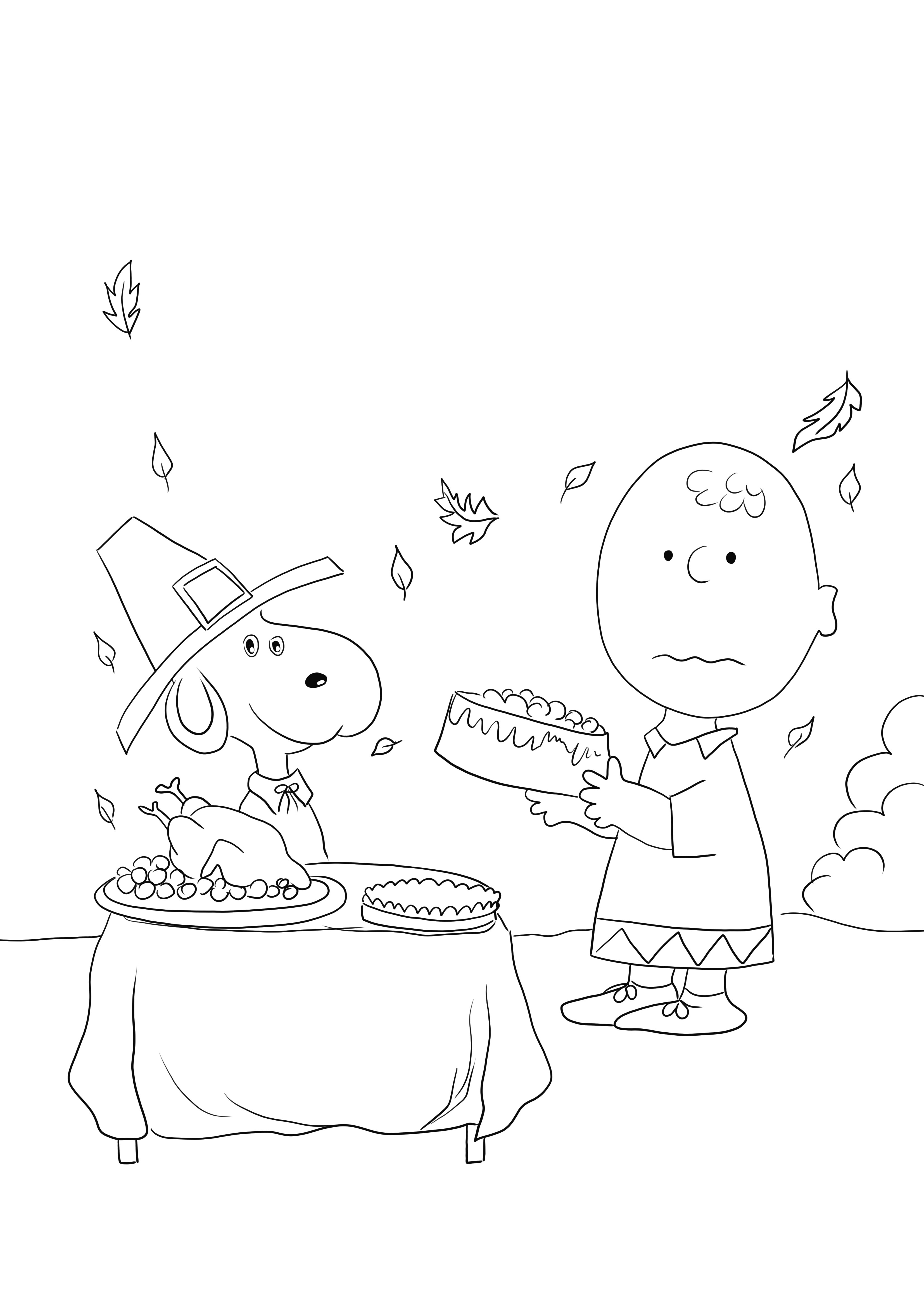 Charlie brown thanksgiving is easy to download or save for later and color sheet