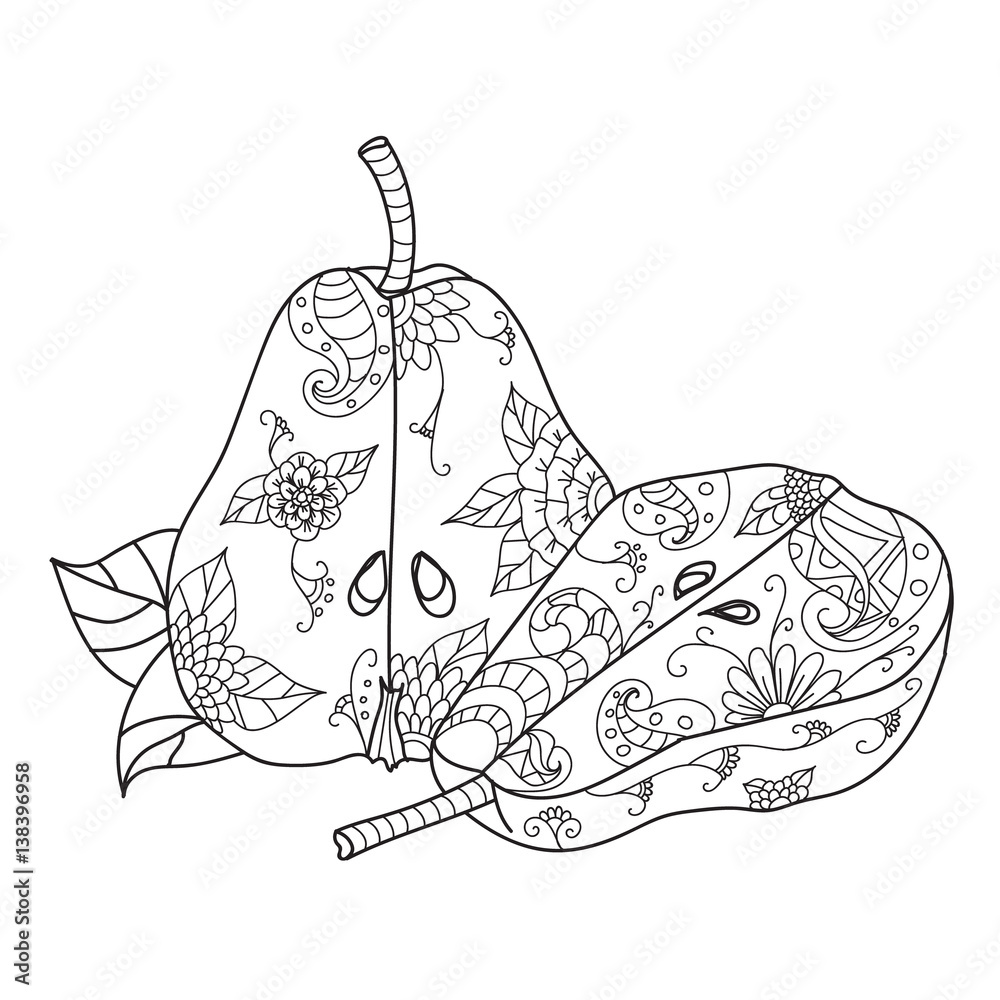 Coloring pages for adultsdecorative hand drawn doodle engraving pear vector sketchy pattern vector