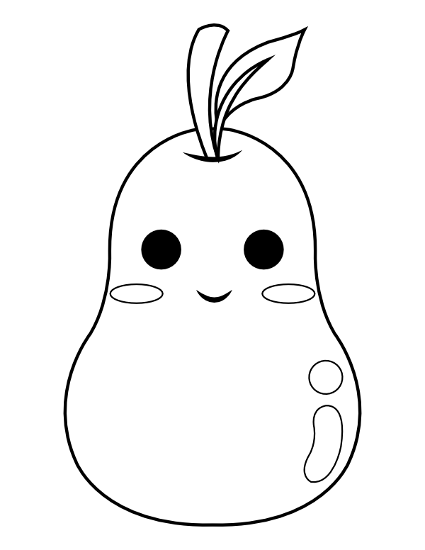 Printable kawaii pear coloring page