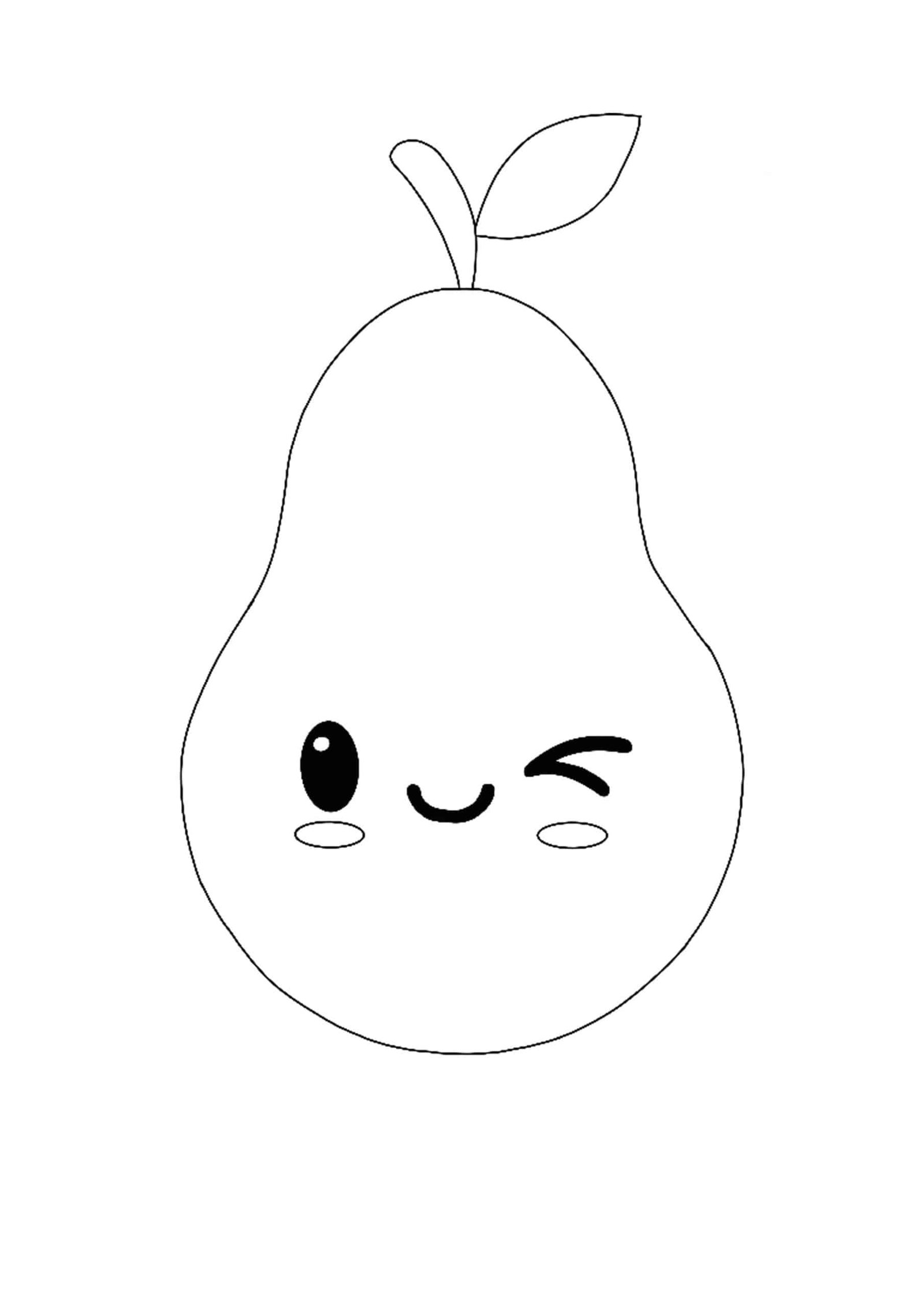 Kawaii pear coloring pages