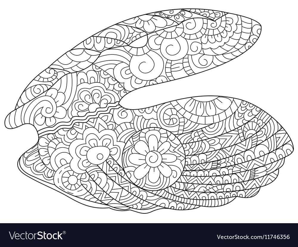 Oyster with pearl coloring book for adults vector image