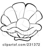 Coloring page outline of a pearl in an oyster posters art prints by