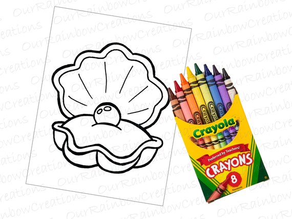 Clam with pearl ocean animal coloring page instant download printable