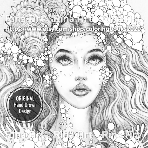 Pearl coloring page printable adult colouring pages book download grayscale illustration jpg pdf