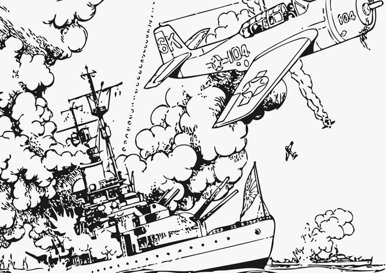 Coloring page war at sea