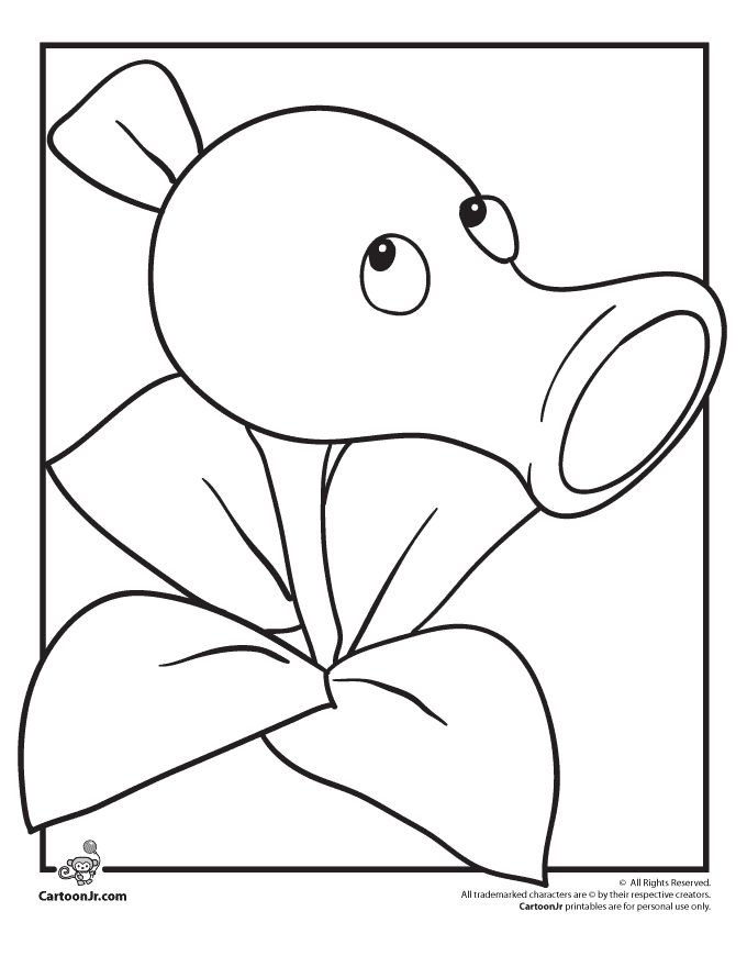 Plants vs zombies coloring pages zombie peashooter coloring page â cartoon jr cartoon coloring pages coloring pages plants vs zombies