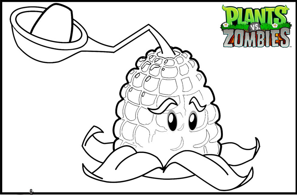 Plants vs zombie coloring pages for kids