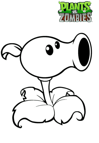 Plants vs zombies pea shooter coloring page free printable coloring pages